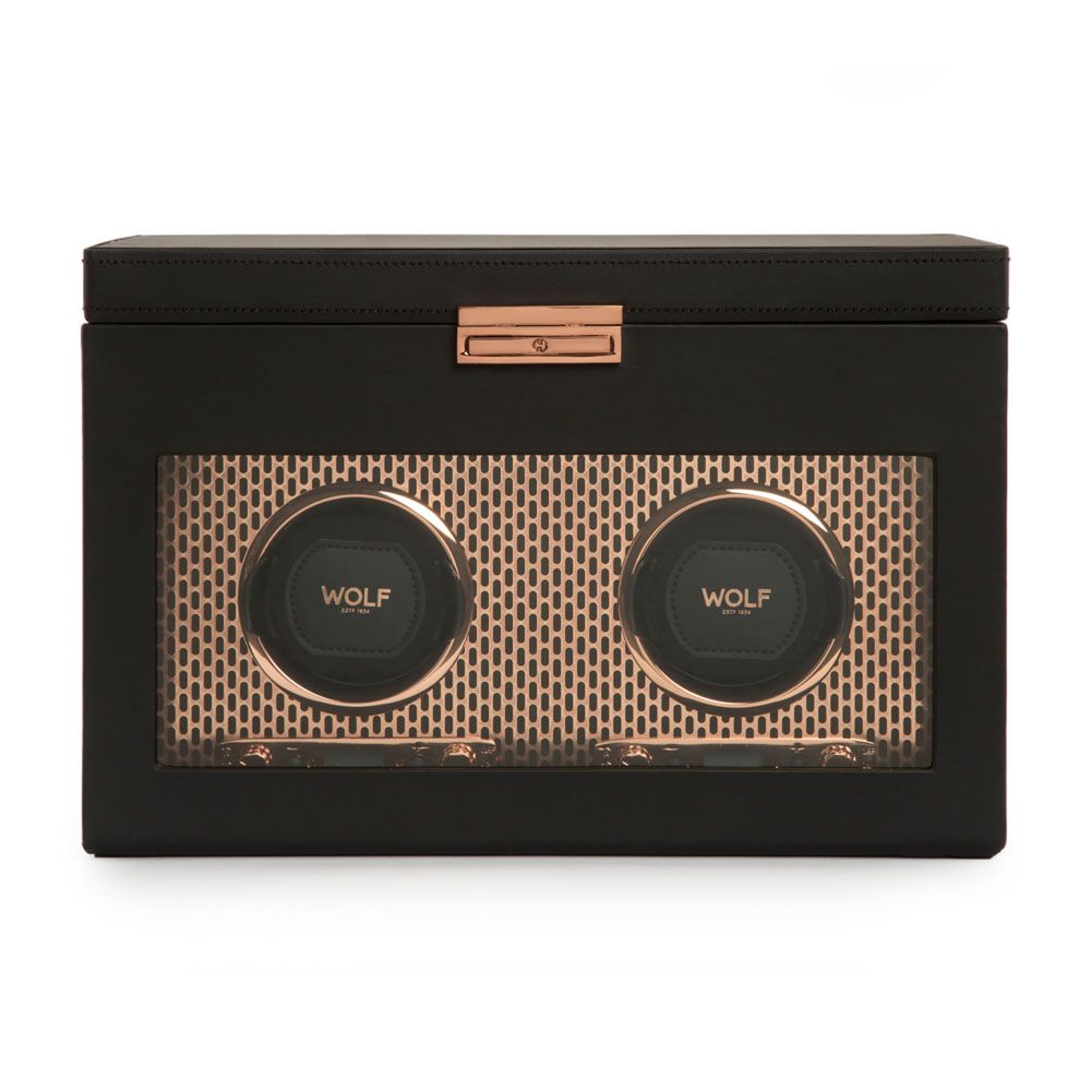 Axis Double Watch Winder With Storage powdercoat