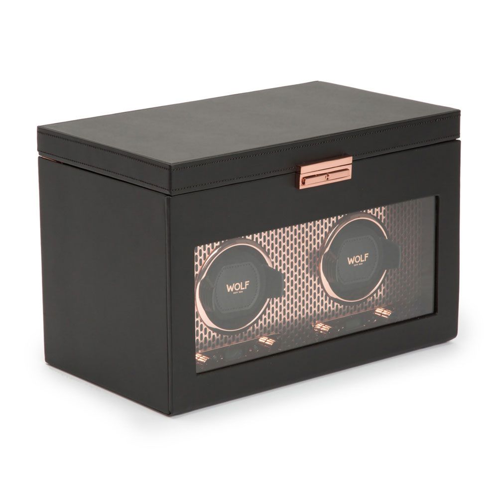 Axis Double Watch Winder With Storage powdercoat
