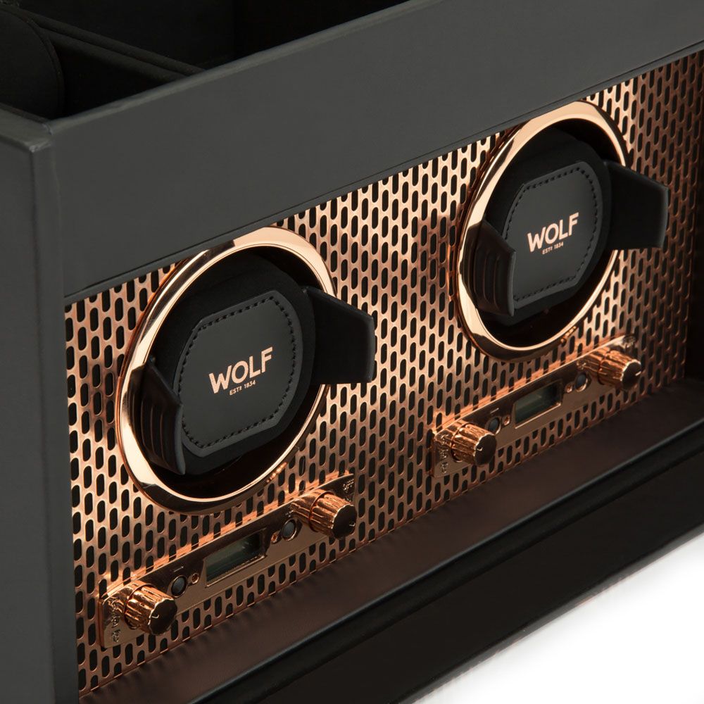 Axis Double Watch Winder With Storage powdercoat