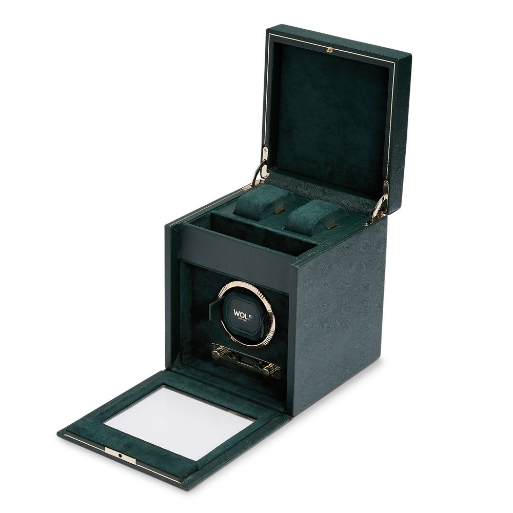 British Racing Single Watch Winder with Storage green