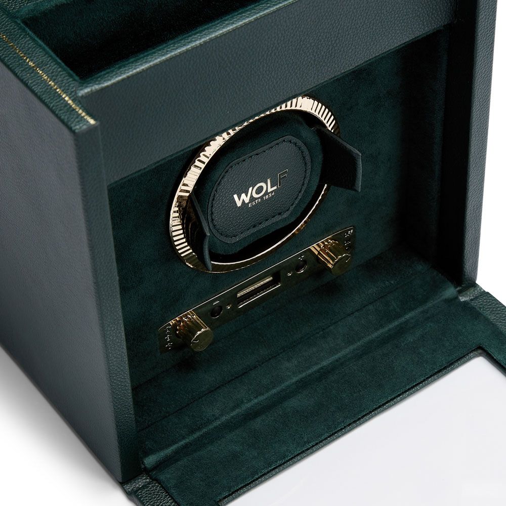 British Racing Single Watch Winder with Storage green 5 British Racing Single Watch Winder with Storage green