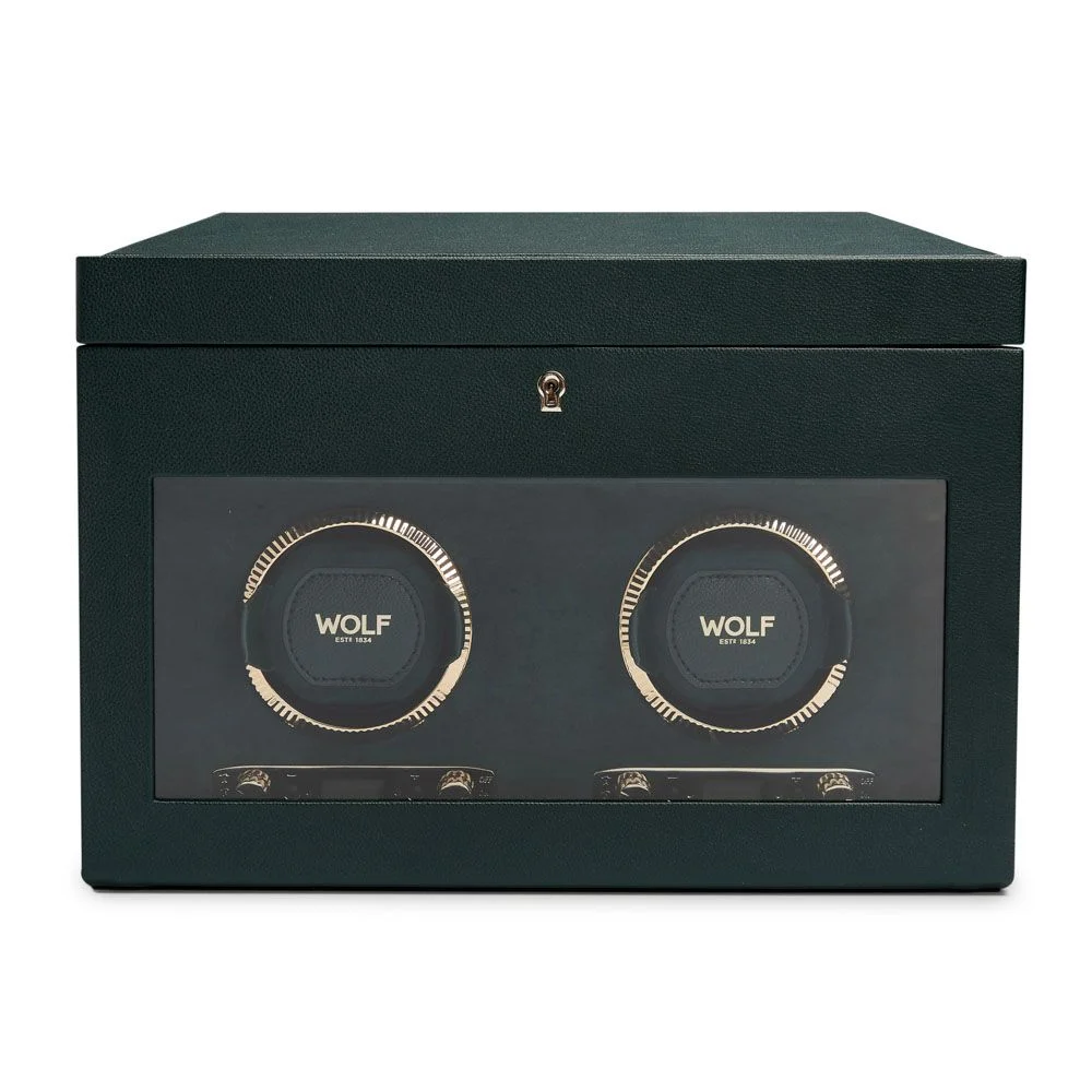 British Racing Double Watch Winder with Storage green
