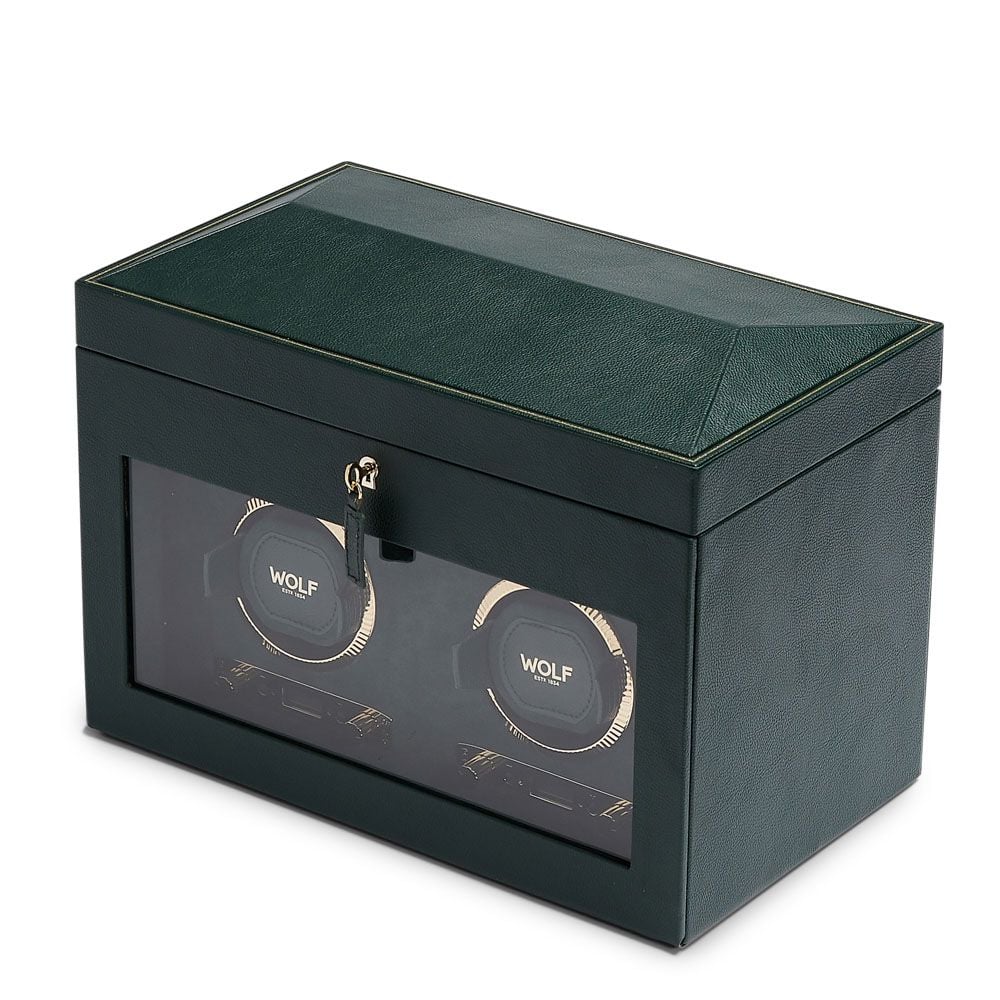British Racing Double Watch Winder with Storage green 2 British Racing Double Watch Winder with Storage green