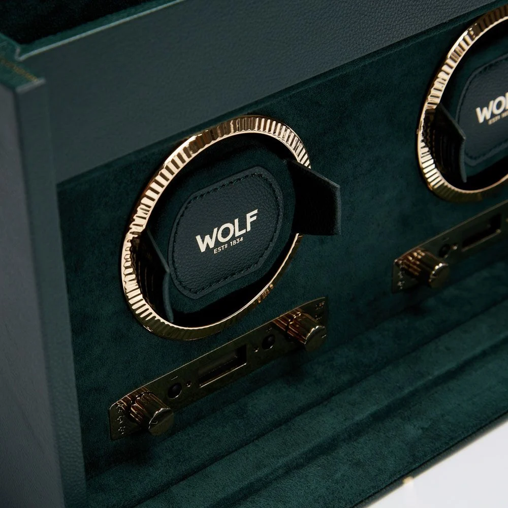 British Racing Double Watch Winder with Storage green 3 British Racing Double Watch Winder with Storage green