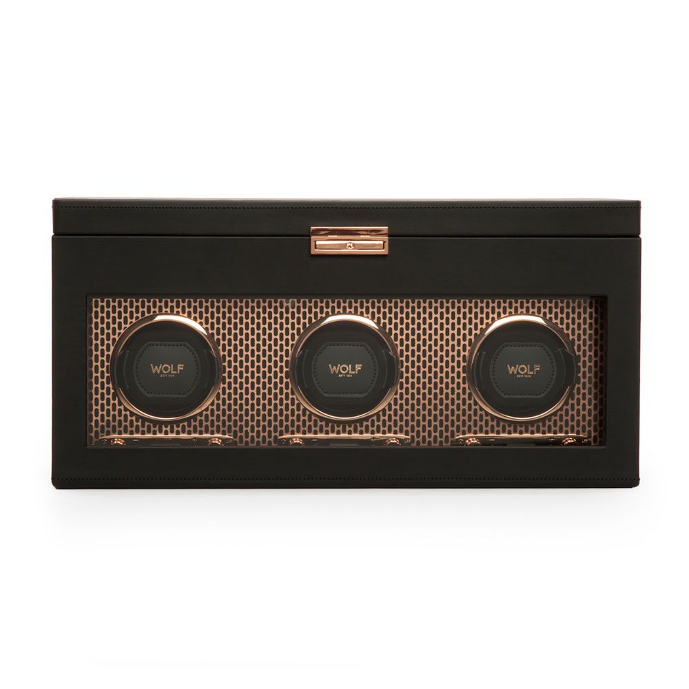 Axis Triple Watch Winder With Storage copper