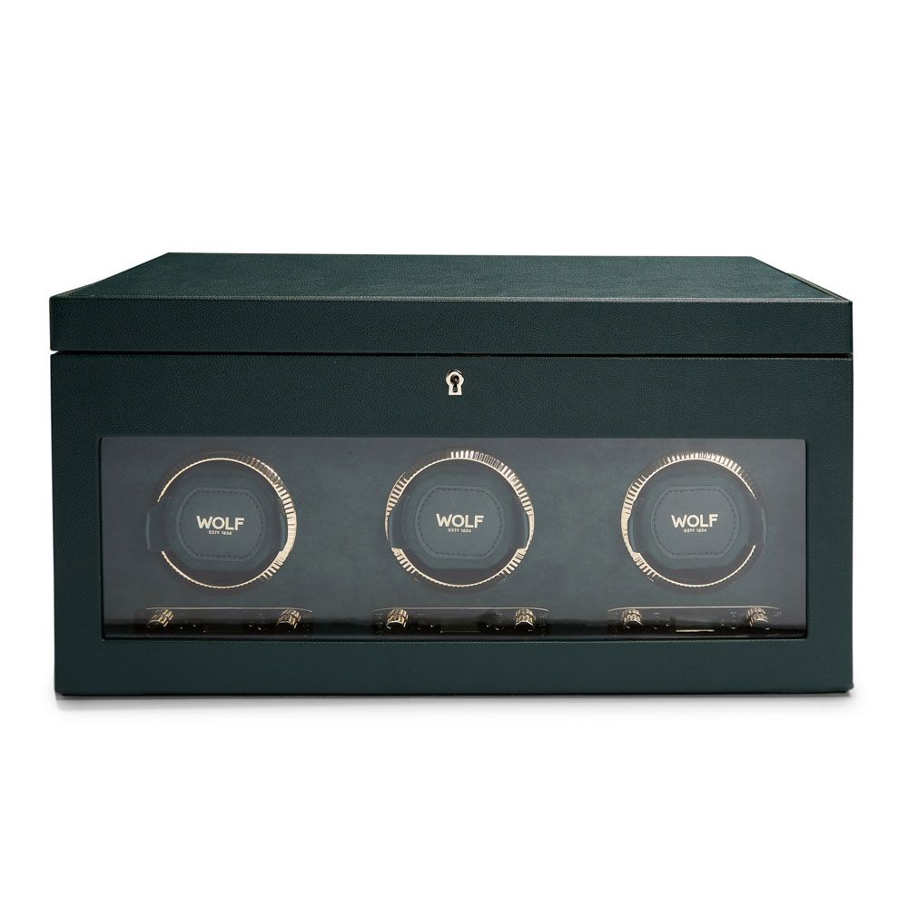 British Racing Triple Watch Winder with Storage black