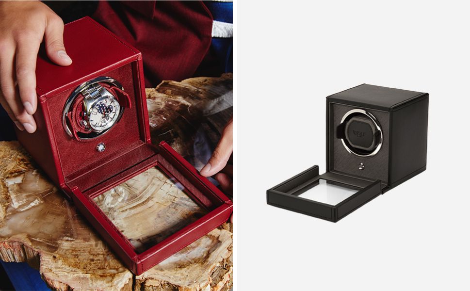 Cub Single Watch Winder with Cover brown