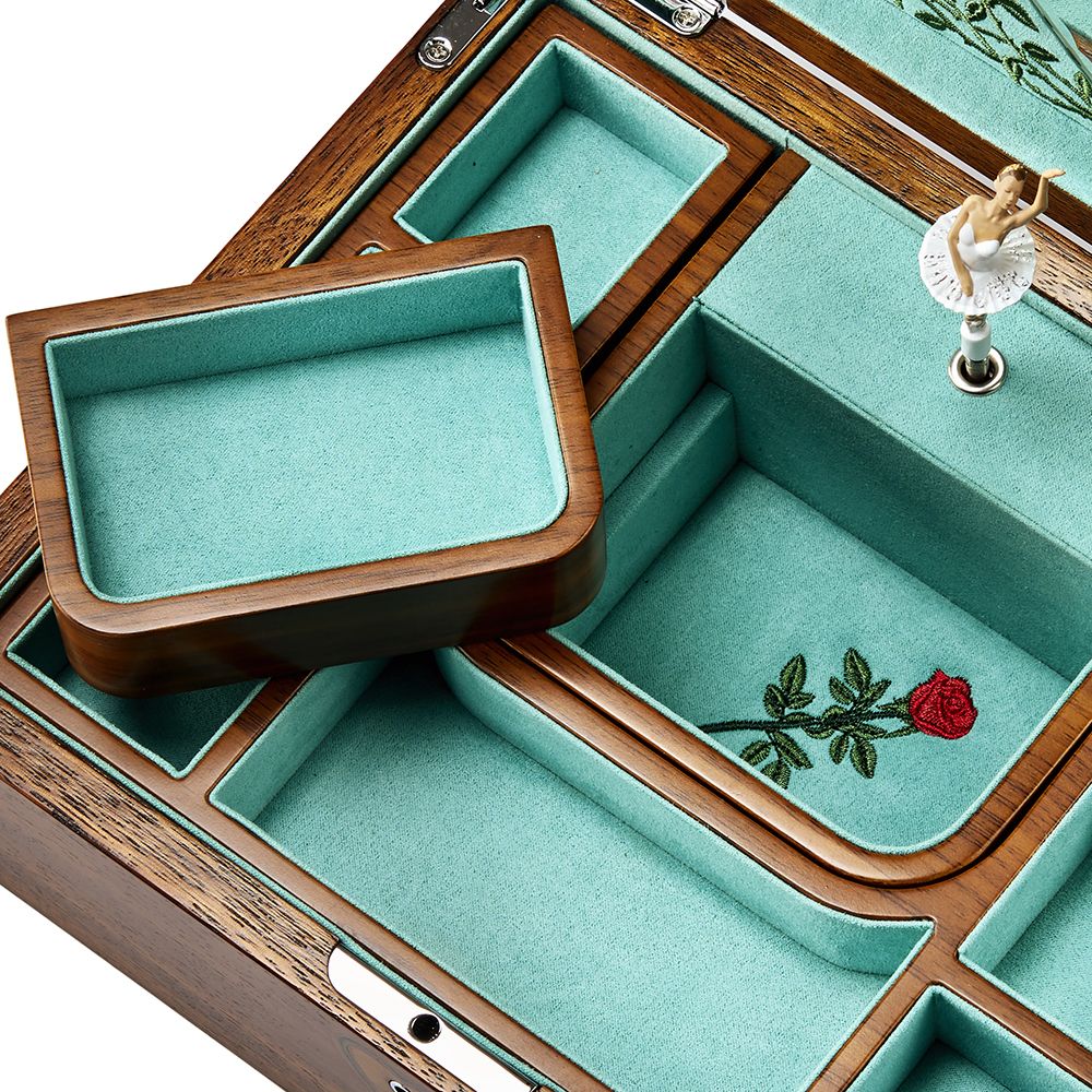Ballet Musical Jewelry Box swanlakewalnutwood 13 Ballet Musical Jewelry Box swanlakewalnutwood