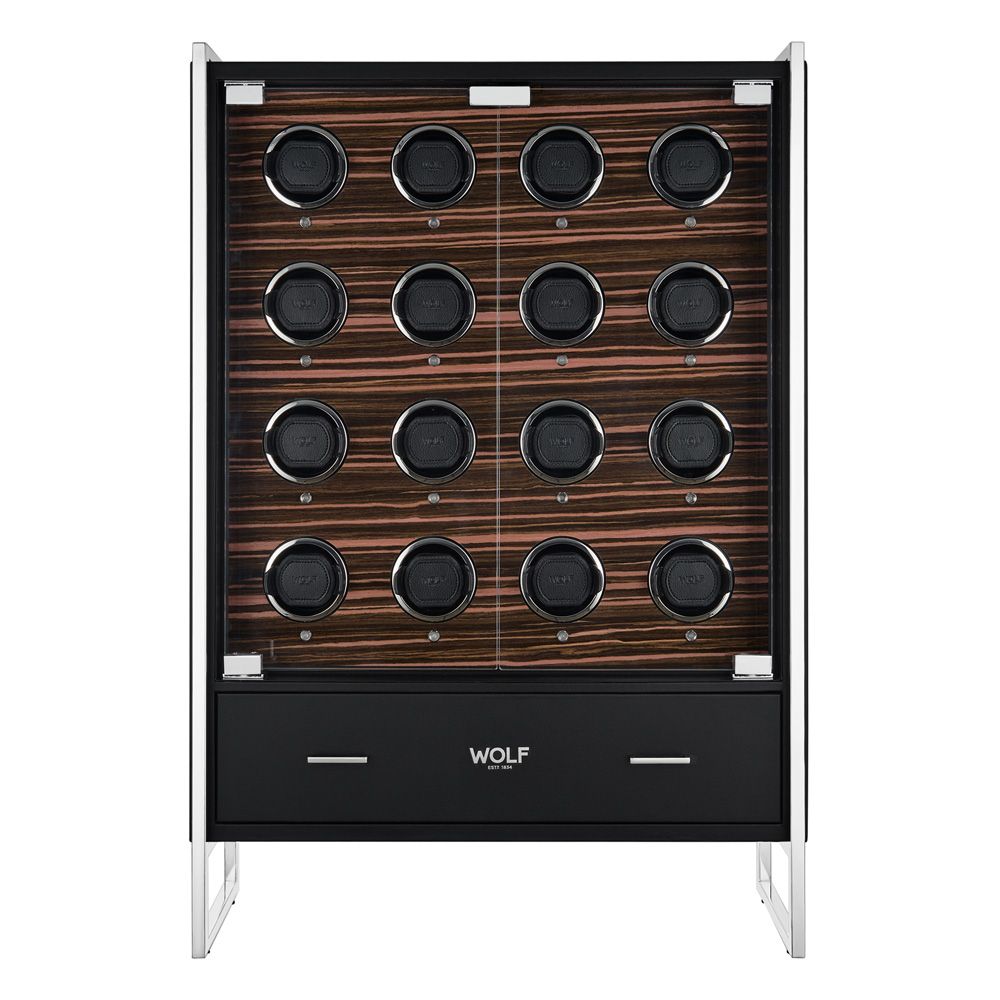 Roadster 16 Piece Watch Winder Cabinet black