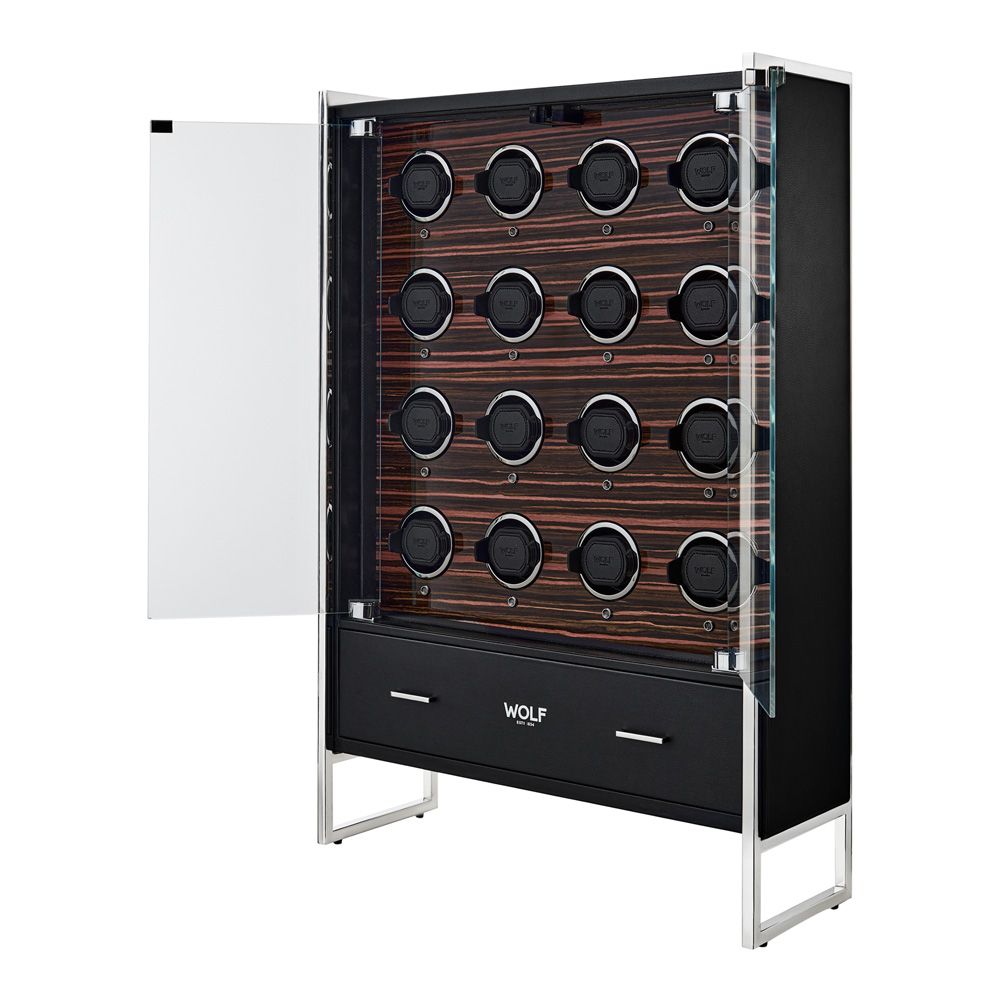 Roadster 16 Piece Watch Winder Cabinet black