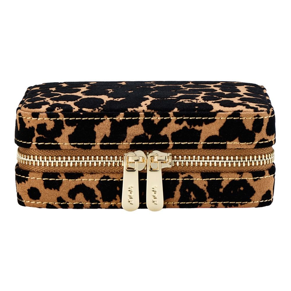 Savanna Leopard Print Jewelry Zip Case tanblack
