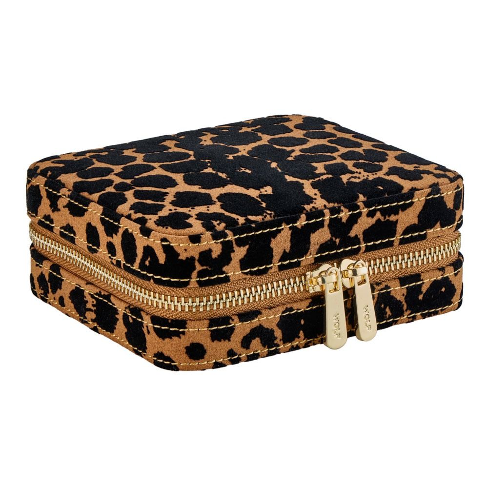 Savanna Leopard Print Jewelry Zip Case tanblack 2 Savanna Leopard Print Jewelry Zip Case tanblack