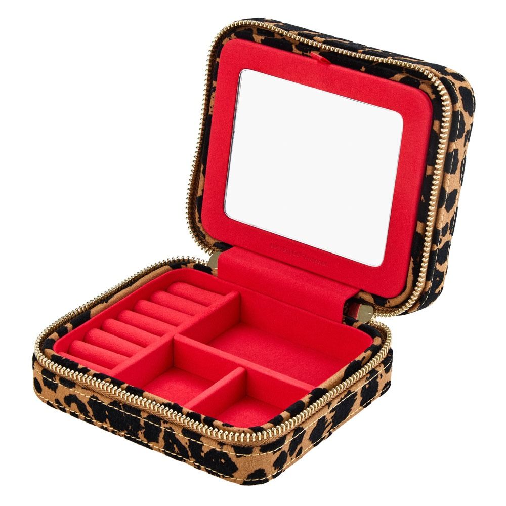 Savanna Leopard Print Jewelry Zip Case tanblack 4 Savanna Leopard Print Jewelry Zip Case tanblack