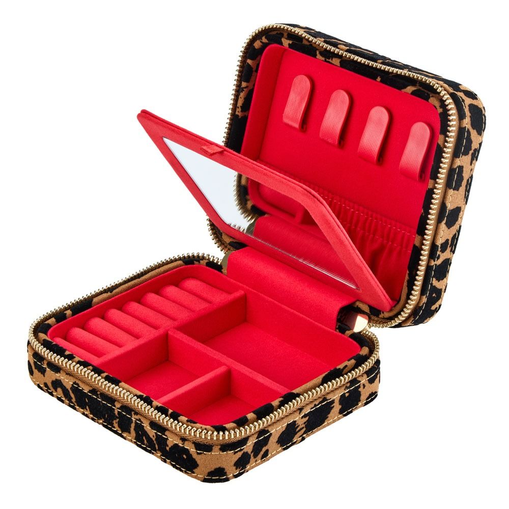 Savanna Leopard Print Jewelry Zip Case tanblack 5 Savanna Leopard Print Jewelry Zip Case tanblack