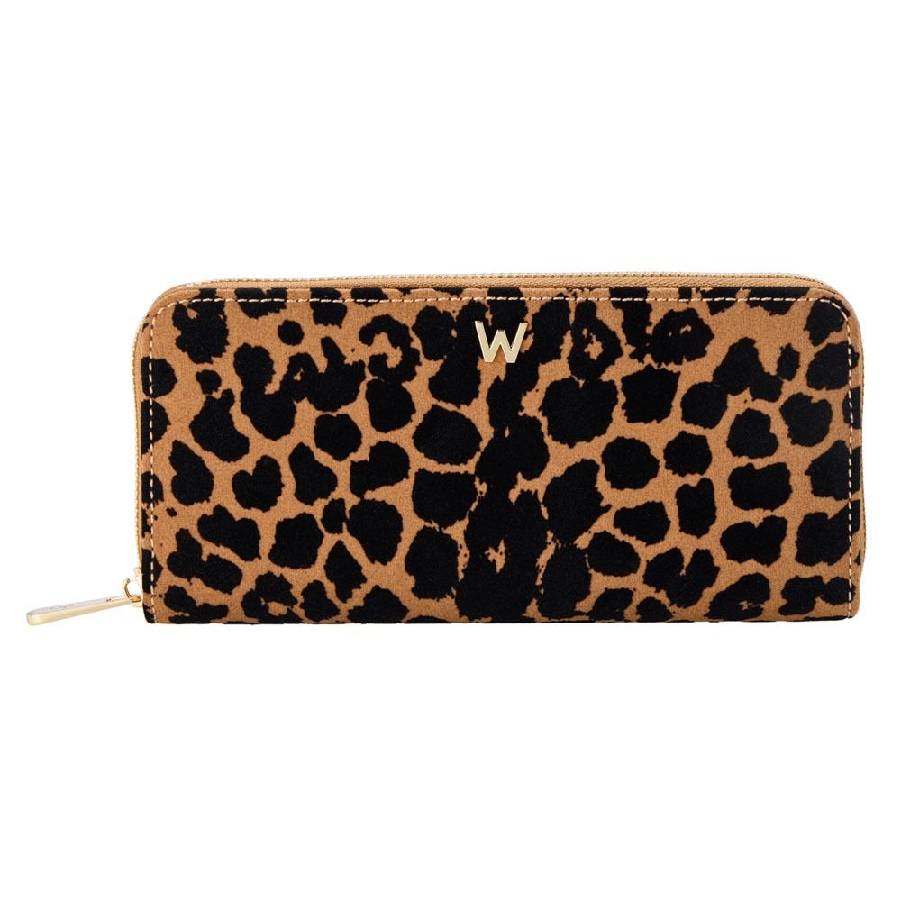 Savanna Leopard Print Long Zip Wallet tanblack