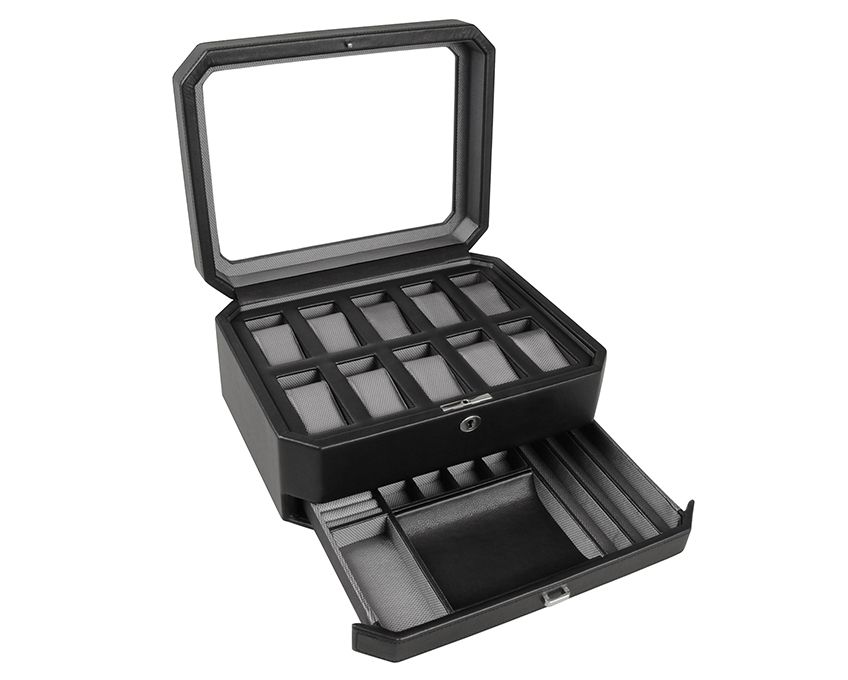 Windsor 10 Piece Watch Box with Drawer windsorblackpurple