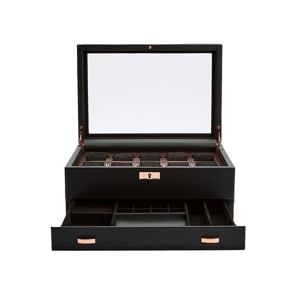 Axis 10 Piece Watch Box with Drawer powdercoat