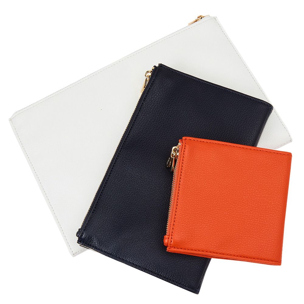 Maria Set of 3 Zip Jewelry Pouches whitenavytangerine