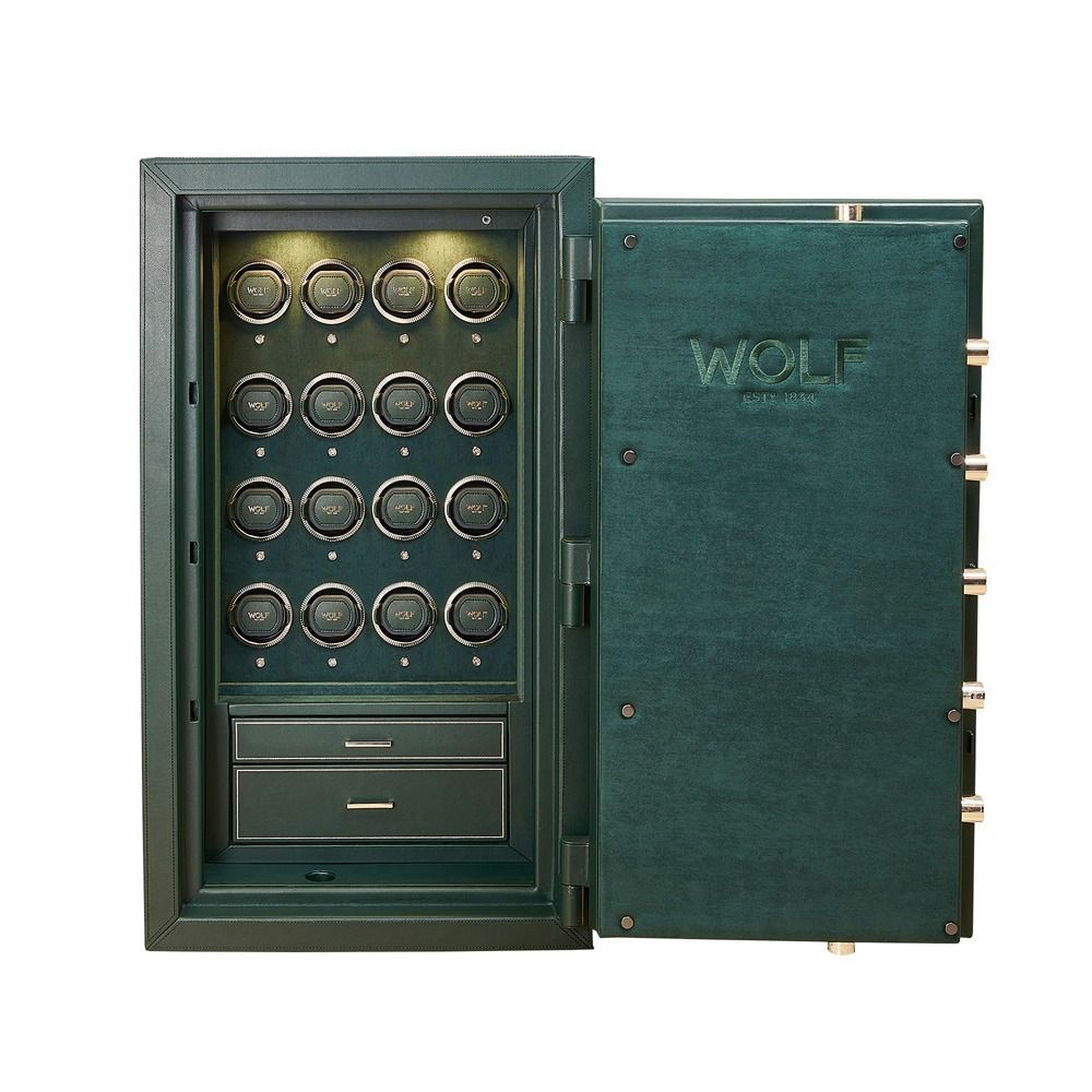 Athos 16 Piece Watch Winder and Jewelry Safe green